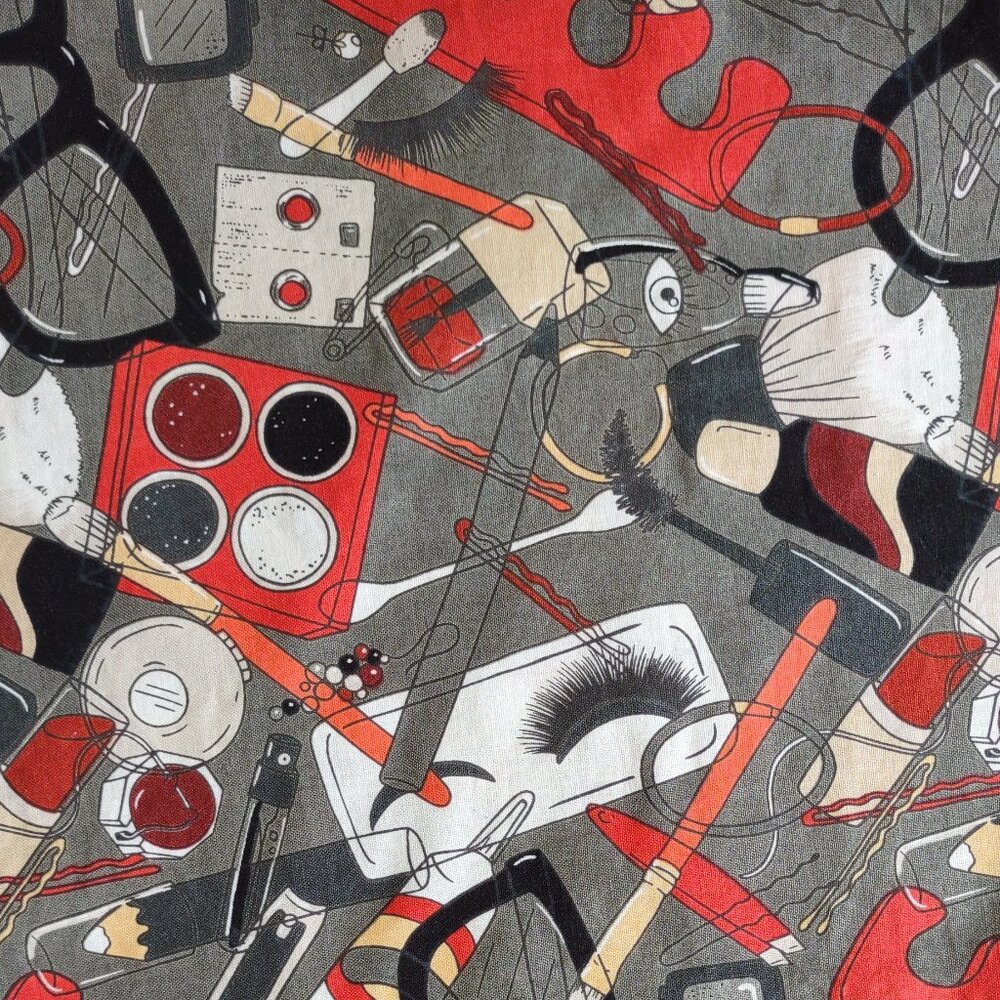 Retrolicious Retro Cosmetic Print A-Line Skirt Nostalgic Festival Skater Small - Picture 11 of 12